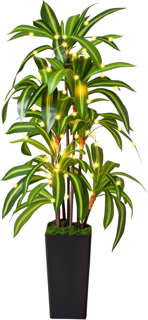 Artificial Dracaena Tree 5FT, Fake Plants with Black Tall Planter - Fake Tree Tall Faux Plants Indoor Floor Plant