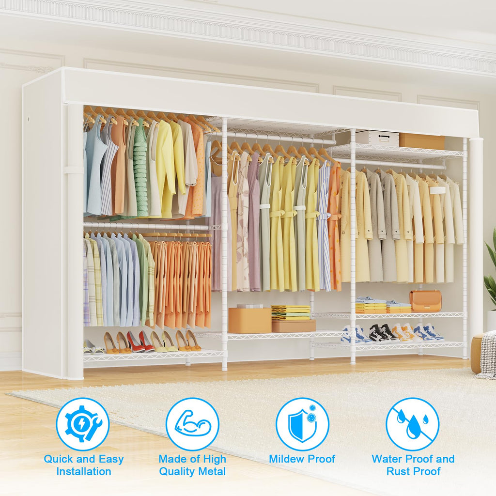 E13C Max Heavy Duty Closet Organizer System, Freestanding Clothing Racks for Hanging Clothes, Adjustable Garment Rack