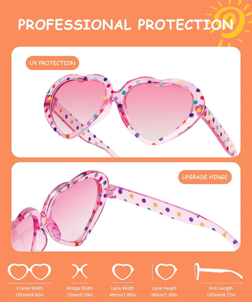 Toddler Girls Sunglasses Polarized Heart-Sunglasses for Kids girls
