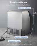 Commercial Ice Maker Machine, 440 lbs/24h with 85 lbs Storage Capacity, Built-in/Freestanding/Under Counter