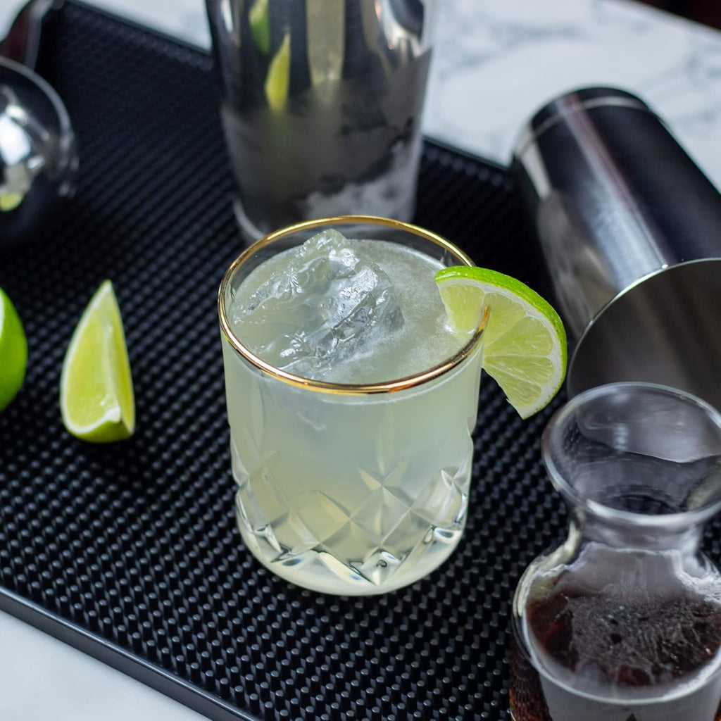Professional Cocktail Shaker Set Bartending Kit: Weighted Boston Shaker Tins, Hawthorne Strainer and Japanese Jigger - Set of 4