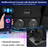 Redlife Power Loveseat Recliner Sofa with Console, PU Leather Dual Reclining Couch with Blue LED Lights