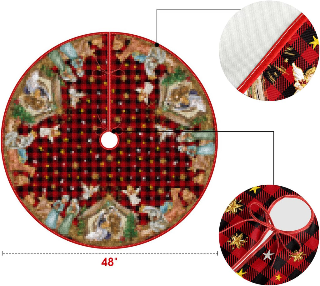 Buffalo Plaid Christmas Tree Skirt 48 Inch