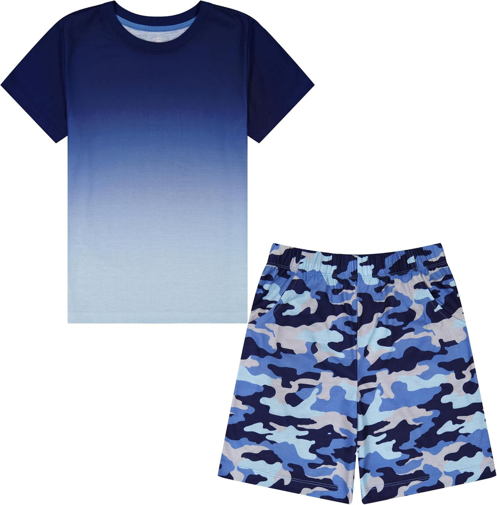 Pajamas Set for Boys, Piece Set, Short Sleeve Shirt with Pajama Shorts