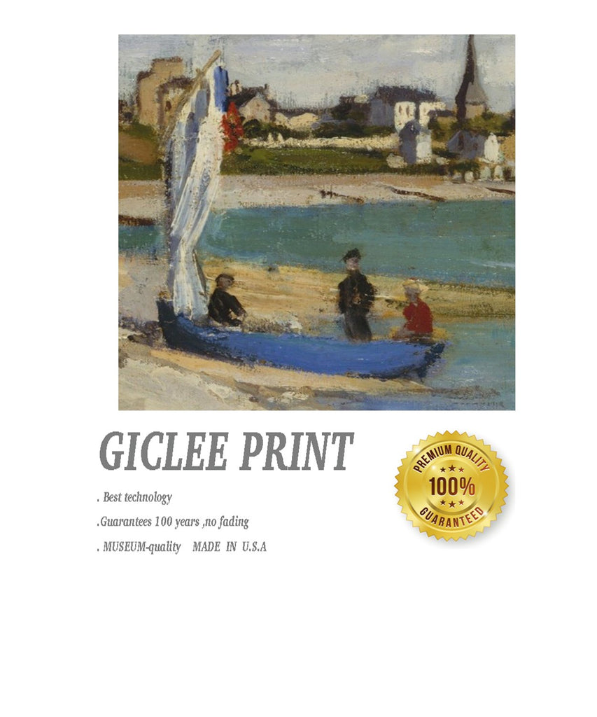 Tropical Beach Sailboat By Claude Monet Giclee Art Canvas prints:23"x20"