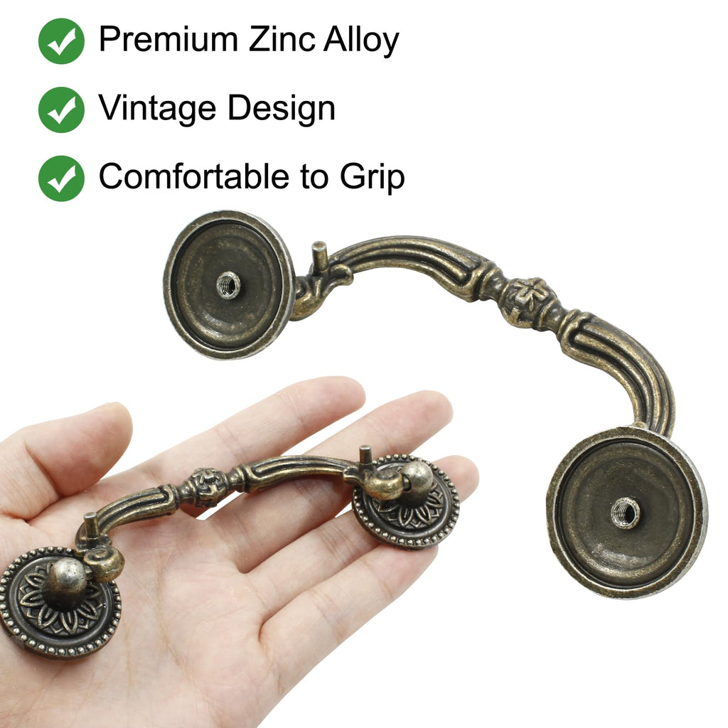8 Pack 3.5" Hole Center Bail Pull Antique Bronze Drawer Handle
