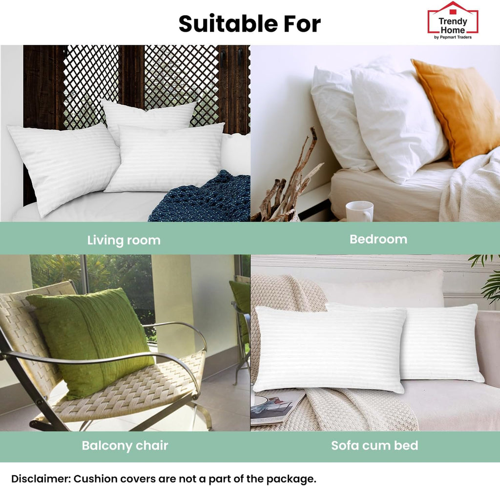 Trendy Home 12x20 Throw Pillow Insert (, White), Bed and Couch Pillows Stuffer Hypoallergenic, Lumbar - Set of 2