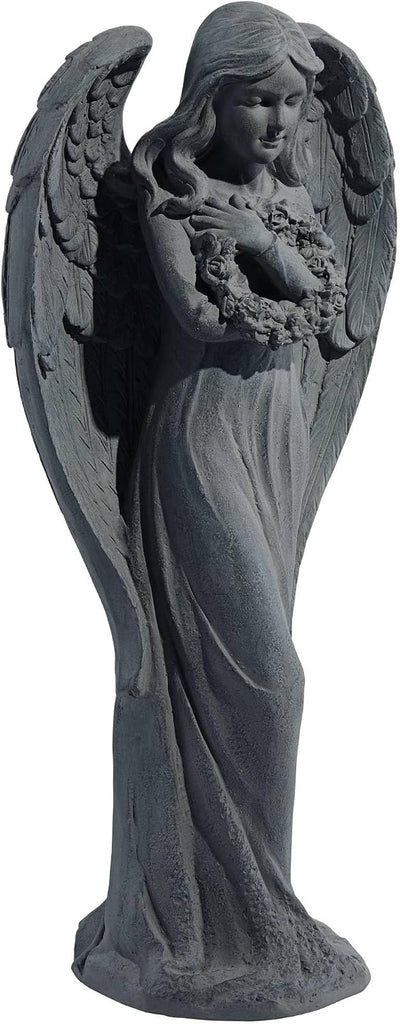 Standing Angel 25" High Faux Greystone Indoor-Outdoor Statue | Sculpture Catholic Religious English Decor Garden