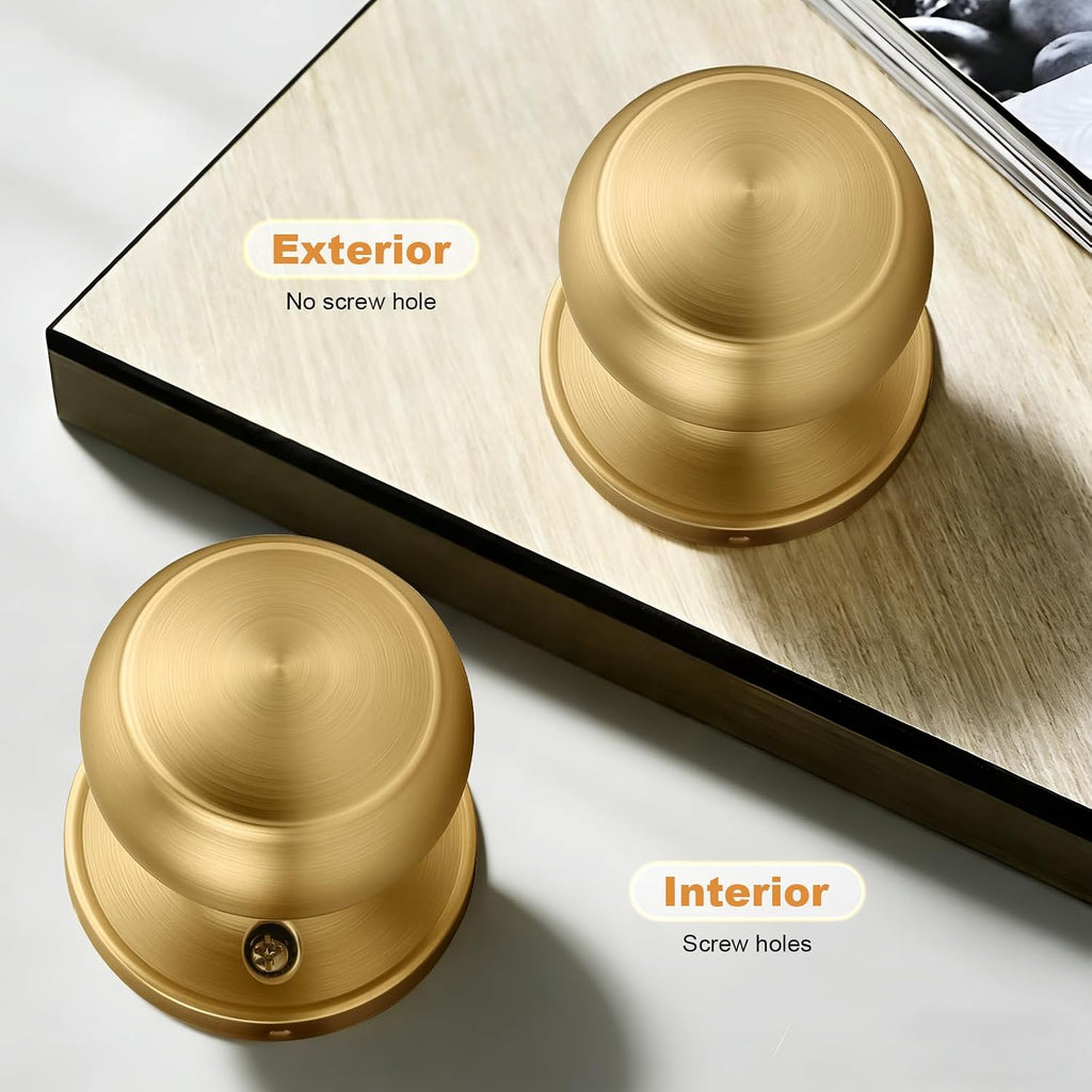 Champagne Bronze Interior Door Knob , Champagne Door Knobs Closet Door Knob, Passage Door Knobs with Round Ball Knob