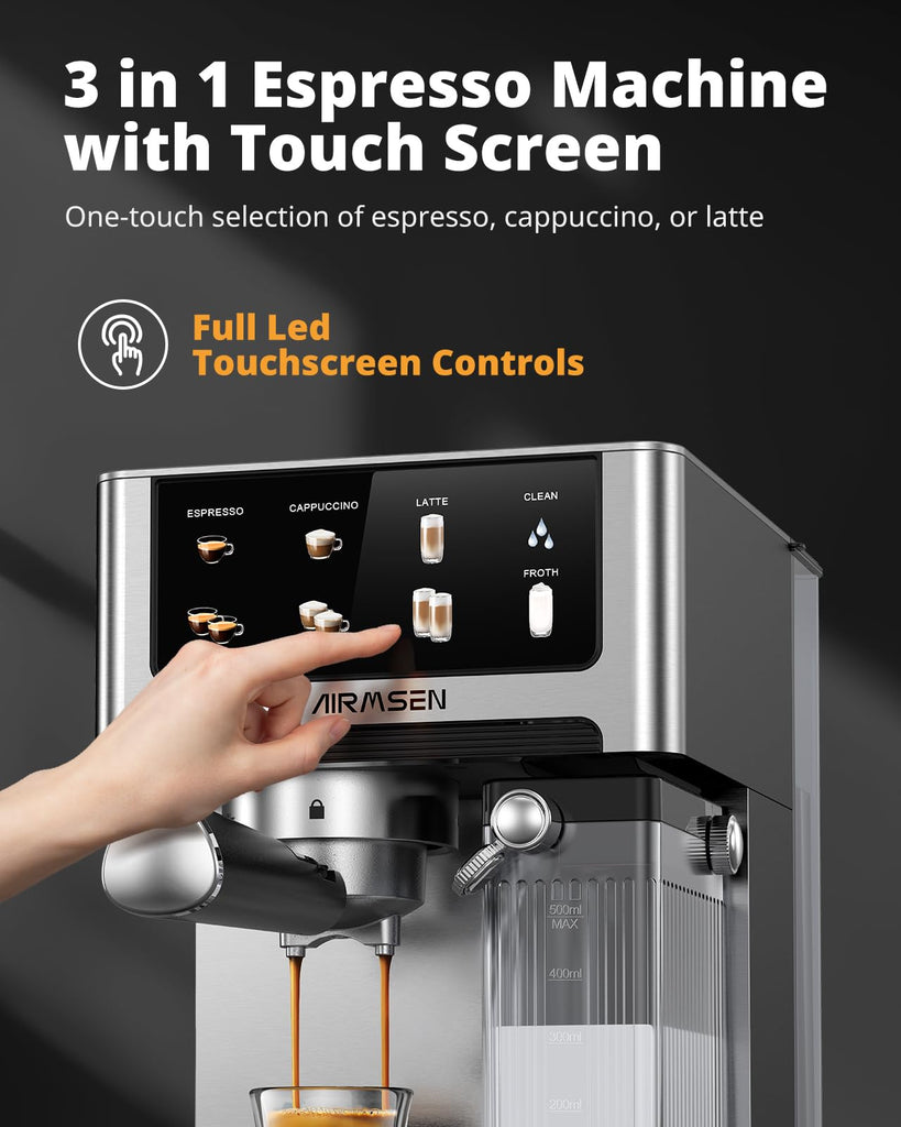 20 Bar Espresso Machine with Automatic Milk Frother, Cappuccino & Latte Coffee Maker with Quick Brew Dual Boiler