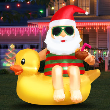 Christmas Inflatable Outdoor Decoration Blow Up 4.5ft Hawaii Santa take Coco Drink Inflate Xmas Decor Cute Blow Up