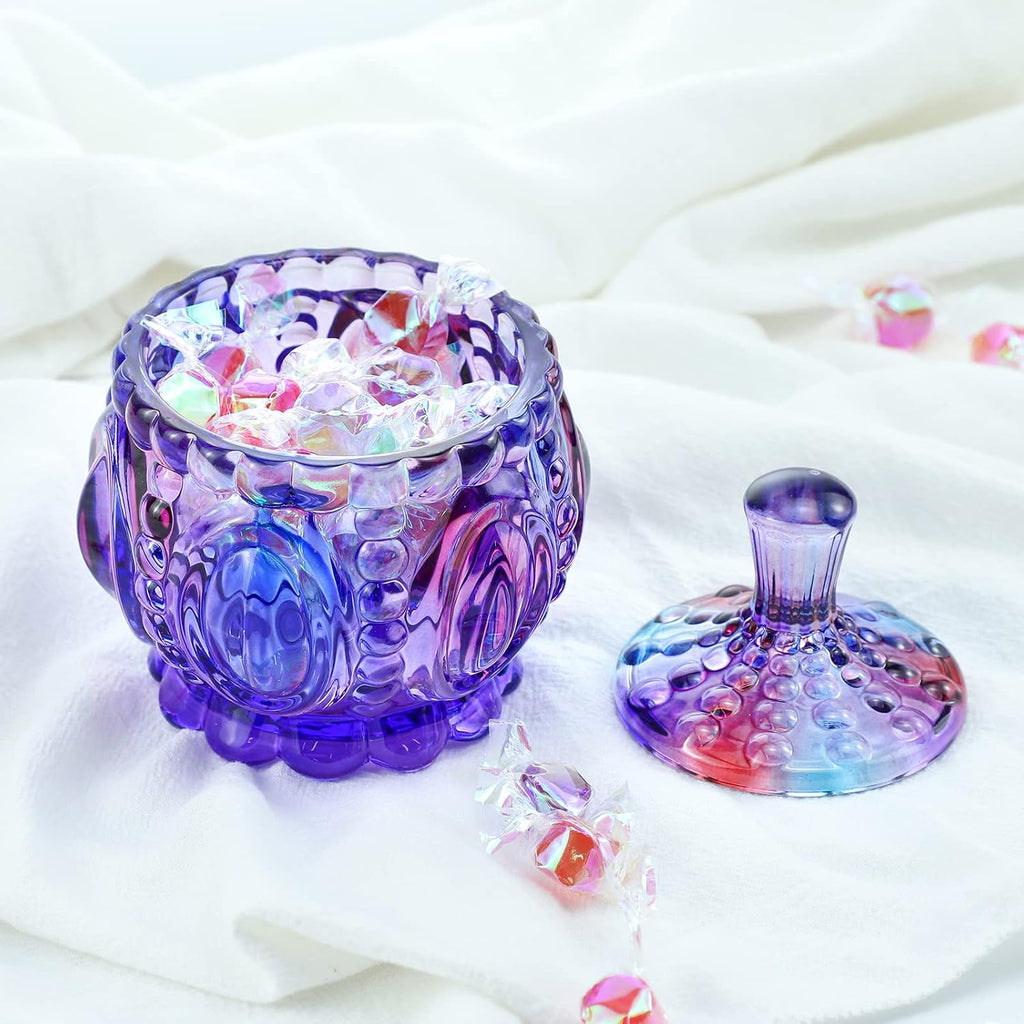 Royal Embossed Clear Glass Apothecary Jar With Lids, Candy Jar Containers Wedding Candy Buffet Jars Crystal Jewelry