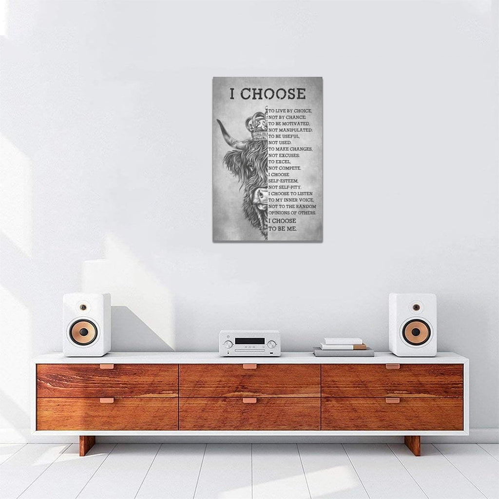 Highland Cow Wall Art Inspirational Quotes Cow Pictures Wall Decor Black and White Canvas Prints Framed Artwork Home