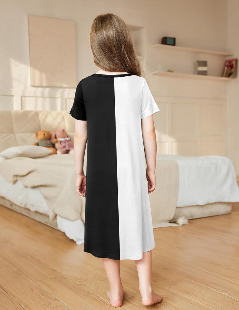 Girls Nightgowns Summer Soft Cute Cartoon Print Pajama Sleep Dress