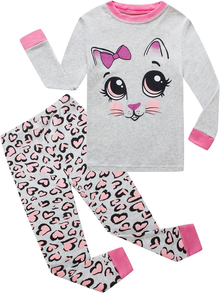 Piece Girls Pajamas Cotton Long Sleeve Toddler Pjs Kids Sleep