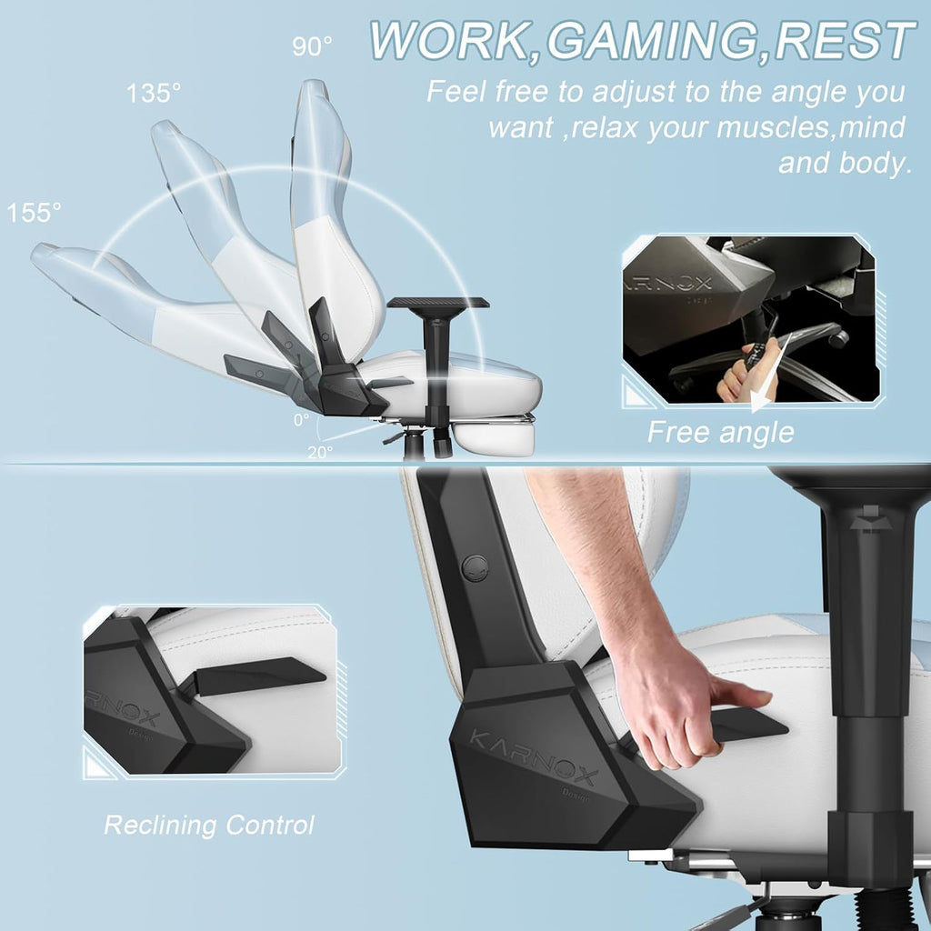Ergonomic Gaming Chair PU Leather with Footrest for Adults for Girls,White
