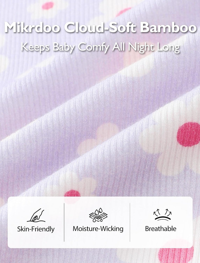 Toddler Girls Pajamas Bamboo Viscose Long Sleeve Snug Fit 12M