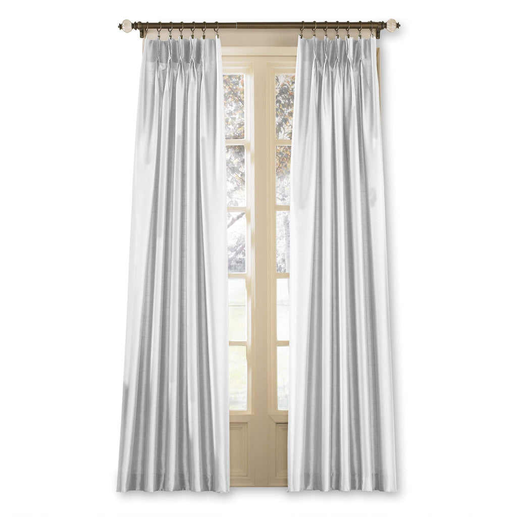 Marquee Faux Silk Pinch Pleat/Back Tab Lined Curtain, 1 Panel, 120-inch, White