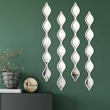 4 Pcs Teardrop Mirror Wall Art Decorative Mirror Wall Decor, Silver