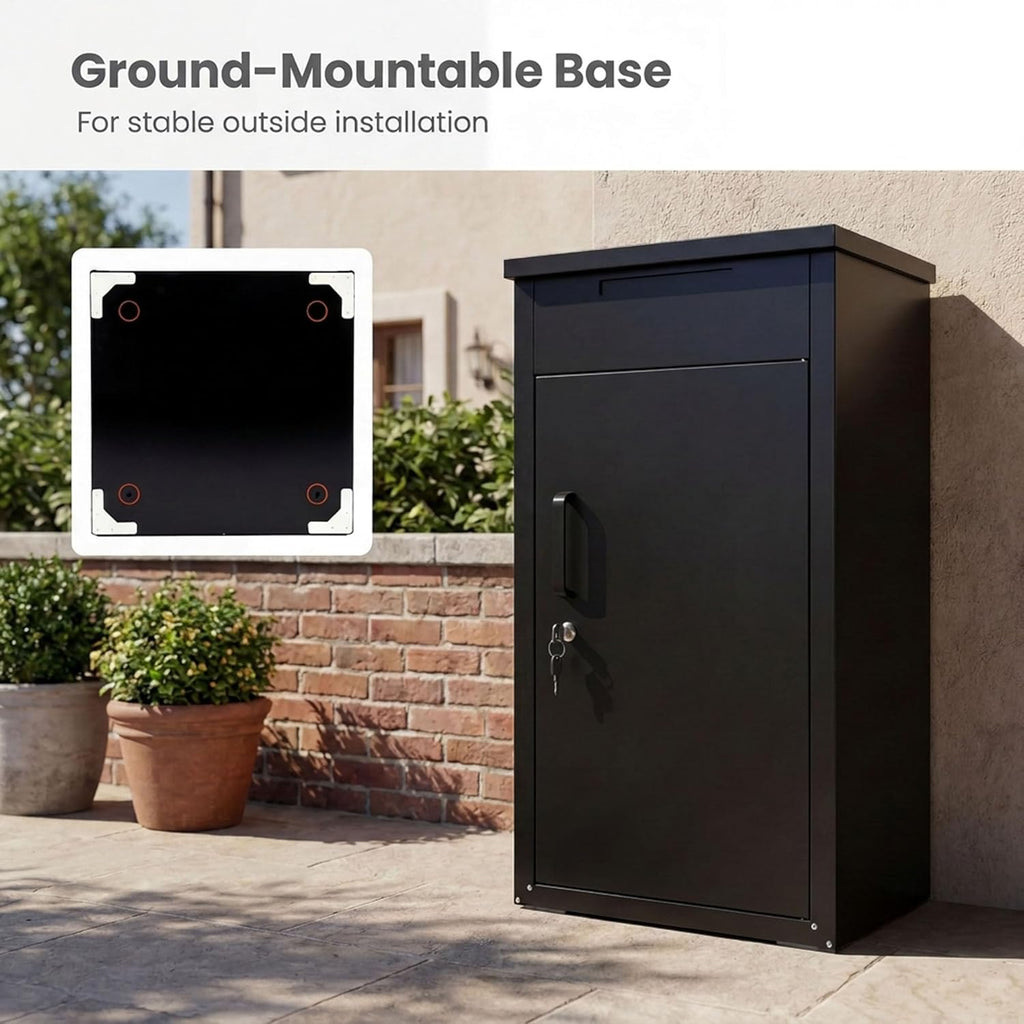 Large Outdoor Package Delivery Box Galvanized Steel Mailbox with Lockable Door, Combination Lock