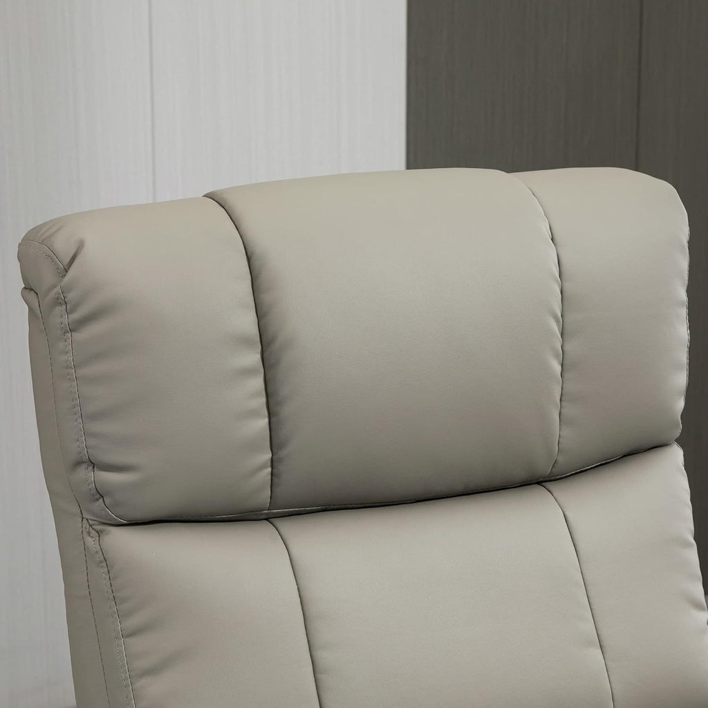 Modern Reclining Swivel Lounge Chair and Ottoman — Gray Faux Leather