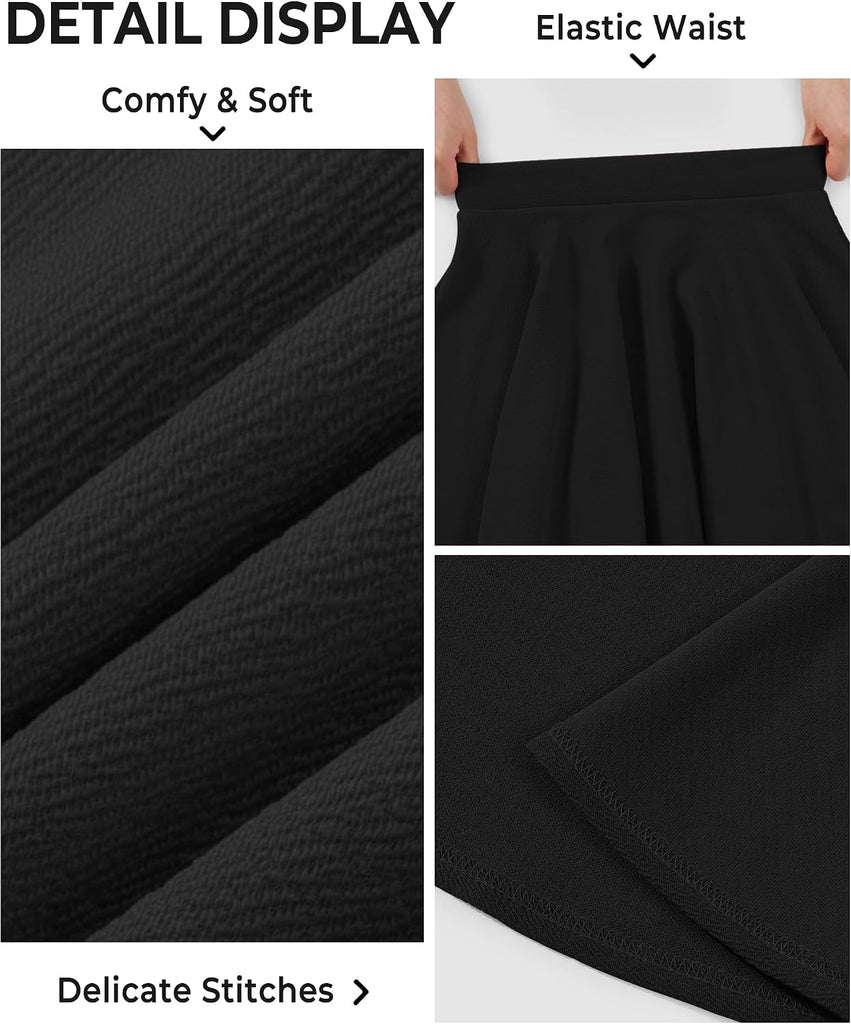 Kids Girls Skirt Casual Mini Plain Flare Pleated Uniform Skirts