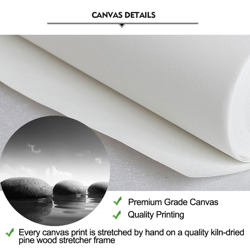 Large Tranquil Zen Stones Canvas Print Monochrome Spa Wall Decor - Serene Nature Artwork Mindfulness Black & White