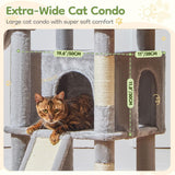 72 Inches Cat Tree for Large Cats, Multi-Level Tall Cat Tower, Widened Cat Condo with Large Scratch Board