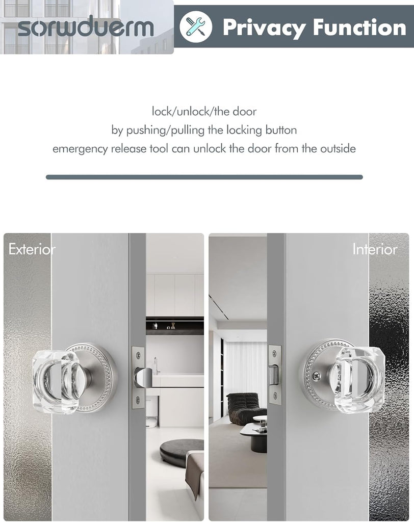 Satin Nickel Door Knobs Crystal Door Knob Brushed Nickel Passage Door Knobs Square Glass Silver Interior Door Knob