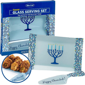 Chanukah Server Tray/Server Set Tree of Life Hannukah , 12.25'' Blue/White Hanukkah Serving Tray for Latkes - Set of 2