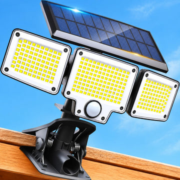 Clip on Solar Lights Outdoor, 3000mAh Flood Lights with Motion Sensor, Remote