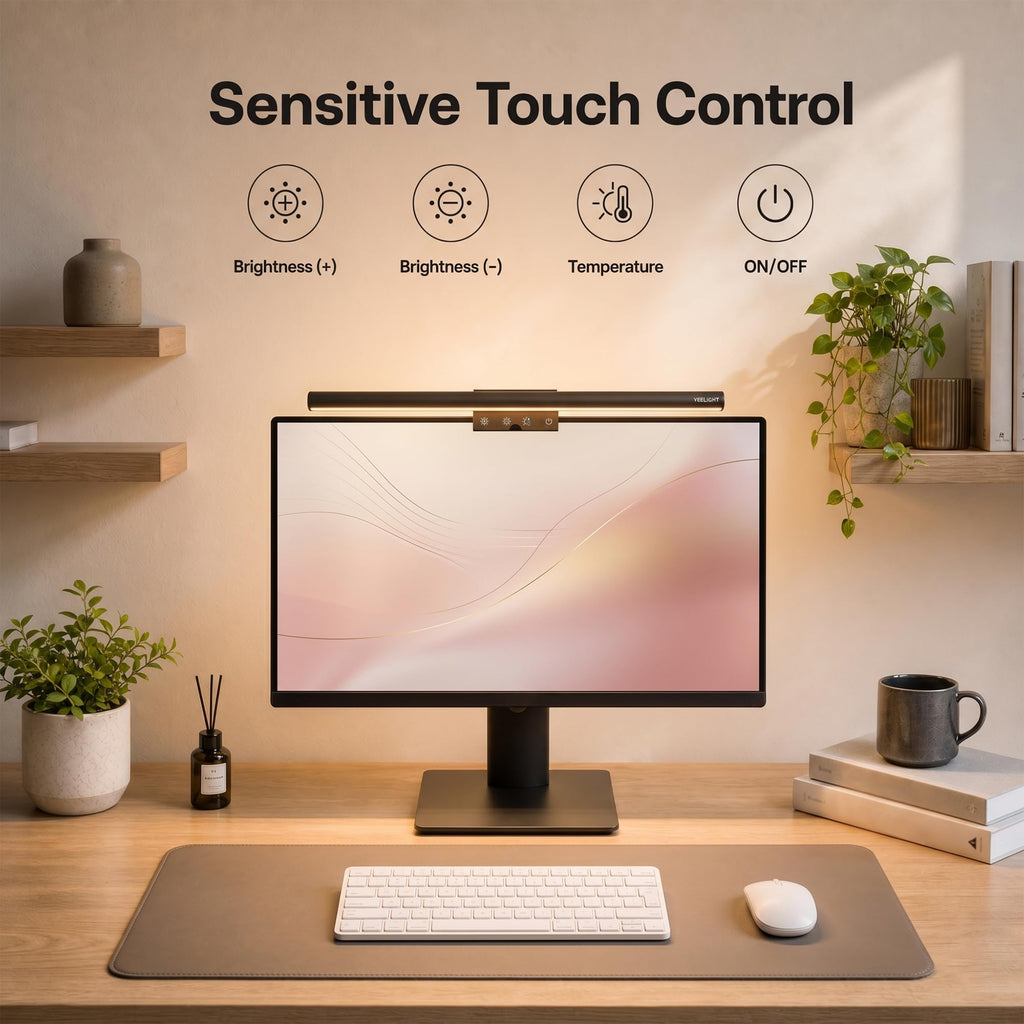 Monitor Light Bar, Computer Monitor Lamp Gaming, 250LM No Glare Eye-Care LED Screen Bar, Touch Control USB Reading