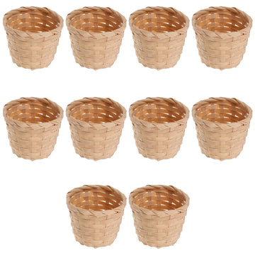 10pcs Small Woven Baskets Desktop Small Flower Pot Wicker Basket Succulent Planters Pencil Holder Portable Wicker