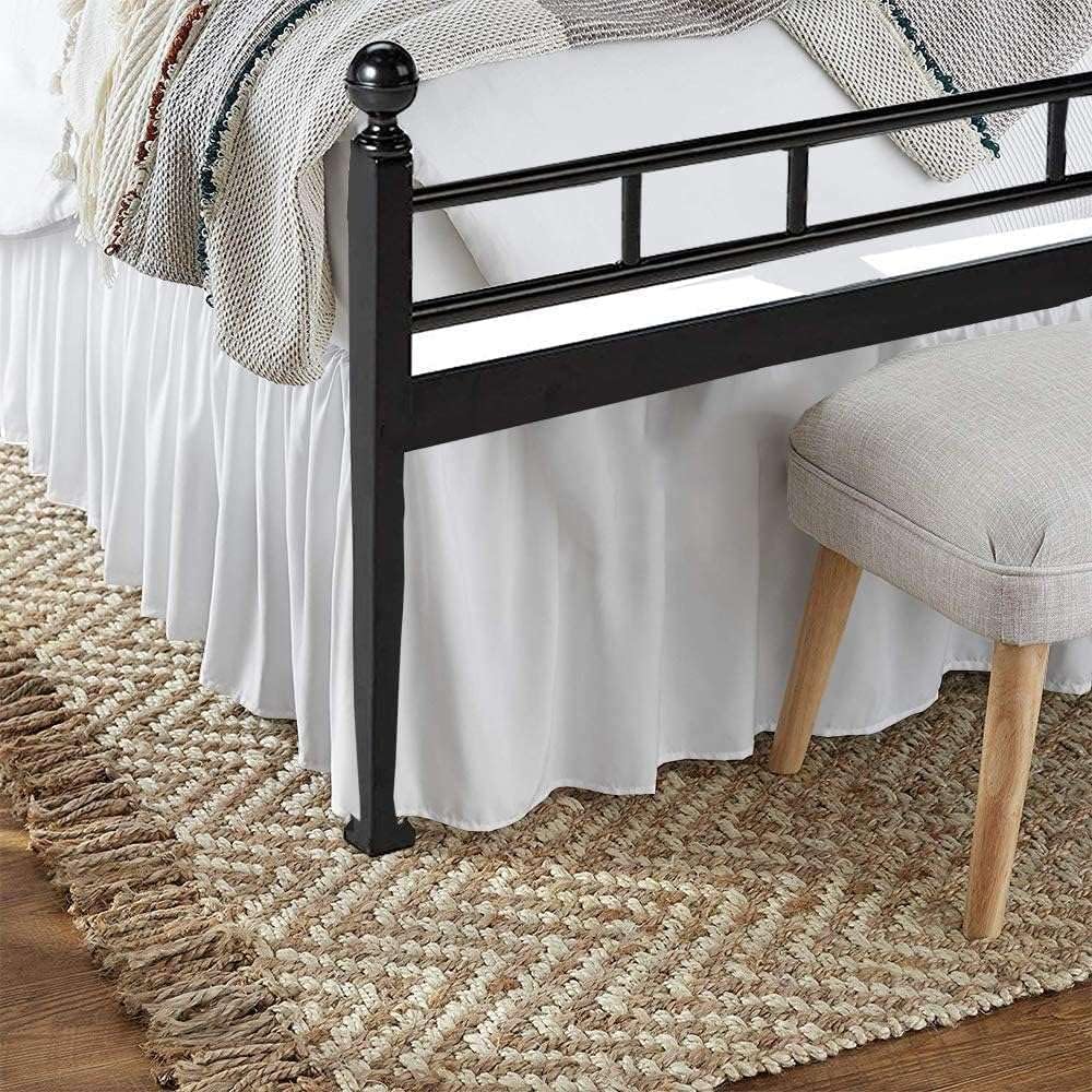 Twin Bed Skirt with Split Corners 14 Inch Drop, White Solid