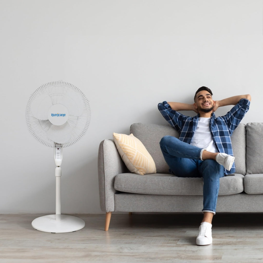 2-Pack Supreme 16-Inch Oscillating Pedestal Stand Fan with Remote, White - Quiet Operation Corded Electric Cooling