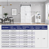 48X84(Double 24x84) Bi-fold Barn Door Folding Doors White with 52" Hardware Kit,Interior Water-Proof