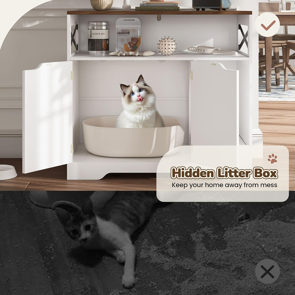 Cat Litter Box Enclosure Tall Hidden Litter Box Furniture Cat House