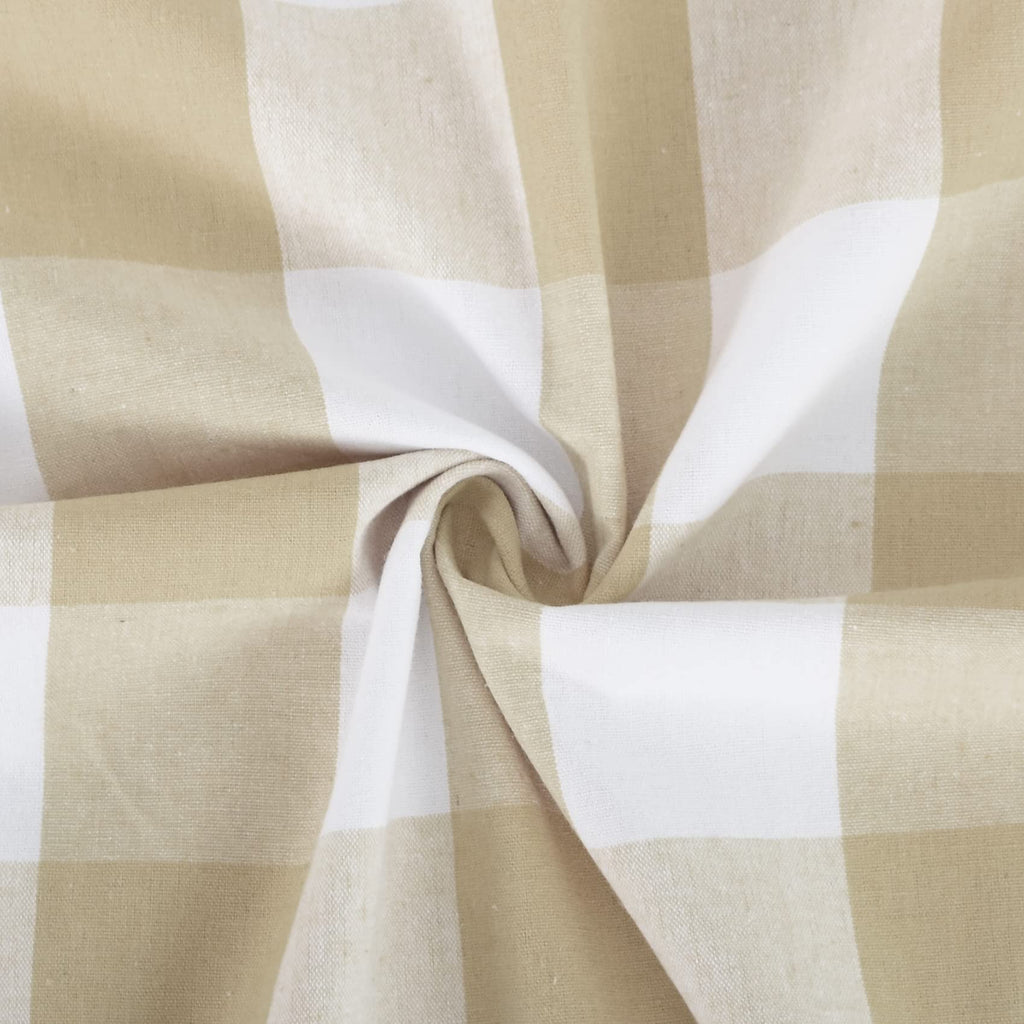 3 Pc Cotton Classic Country Farmhouse Kitchen Window Curtain -Beige & White Buffalo Check Tier & Valance Set, 54" x