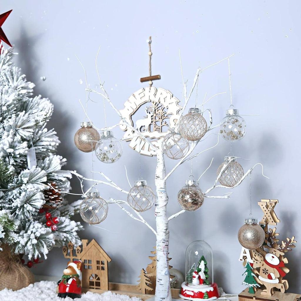 Clear Plastic Christmas Ball Ornaments, 30ct 2.36 Inch Champagne Balls for Tree Decoration - Shatterproof for Holiday