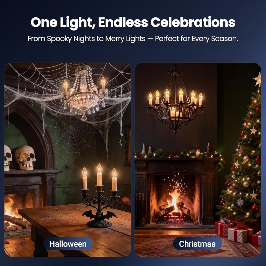 Real Flame Light Bulbs, E12 Flickering Bulb for Indoor Outdoor