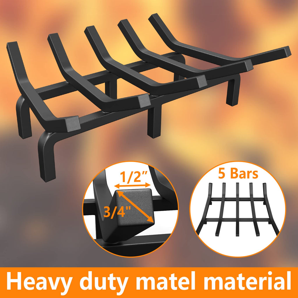 Fireplace Grate Fireplace Log Holder Solid Steel Heavy Duty Firewood Log Burning Rack Fire Grates for Outdoor