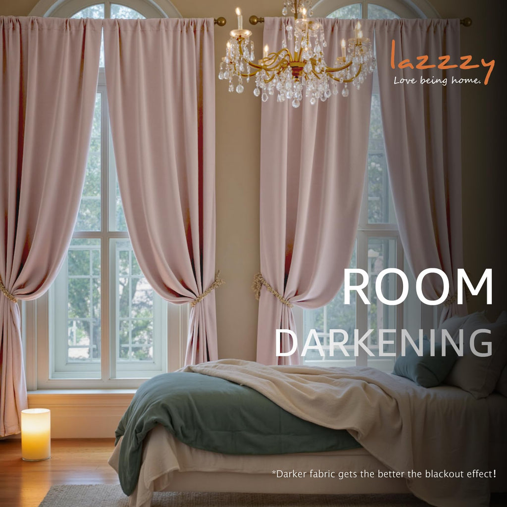 Blackout Curtains Thermal Insulated Room Window Drapes Super Soft Luxury Curtains Bedroom Rod Pocket 2 Panels, Dusty