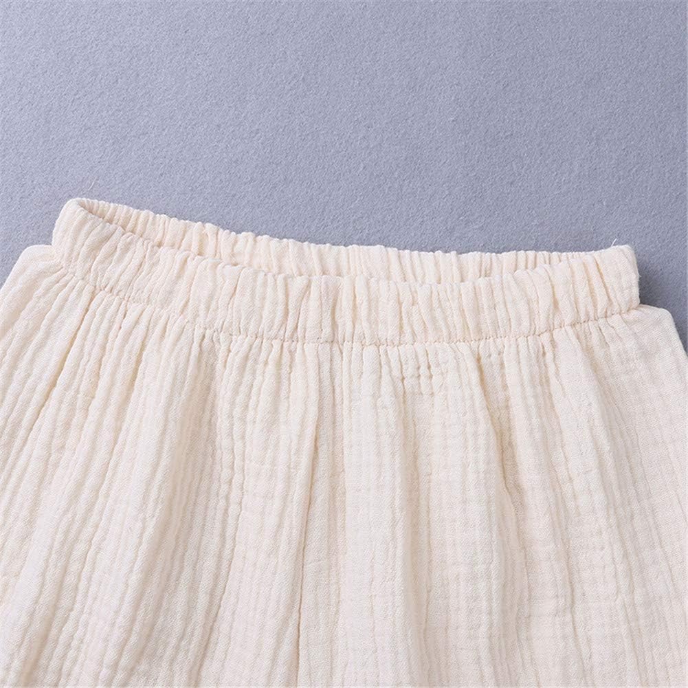 Unisex Baby Cotton Linen Blend Long Sleeve Top and Bloomer Shorts