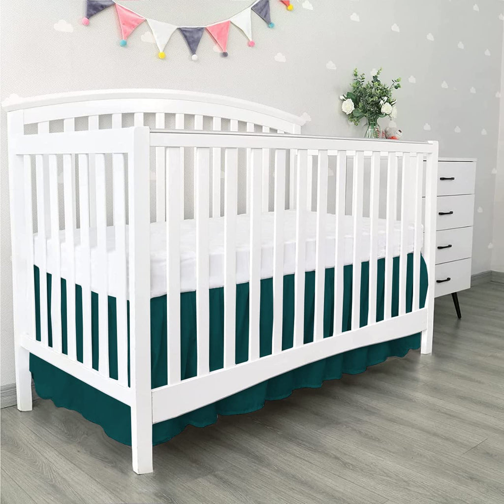 100% Egyptian Cotton, Nursery Crib Toddler (28" x 52" + 14") 800 Thread Count Crib Skirt Dust Ruffle, Bedding Skirts