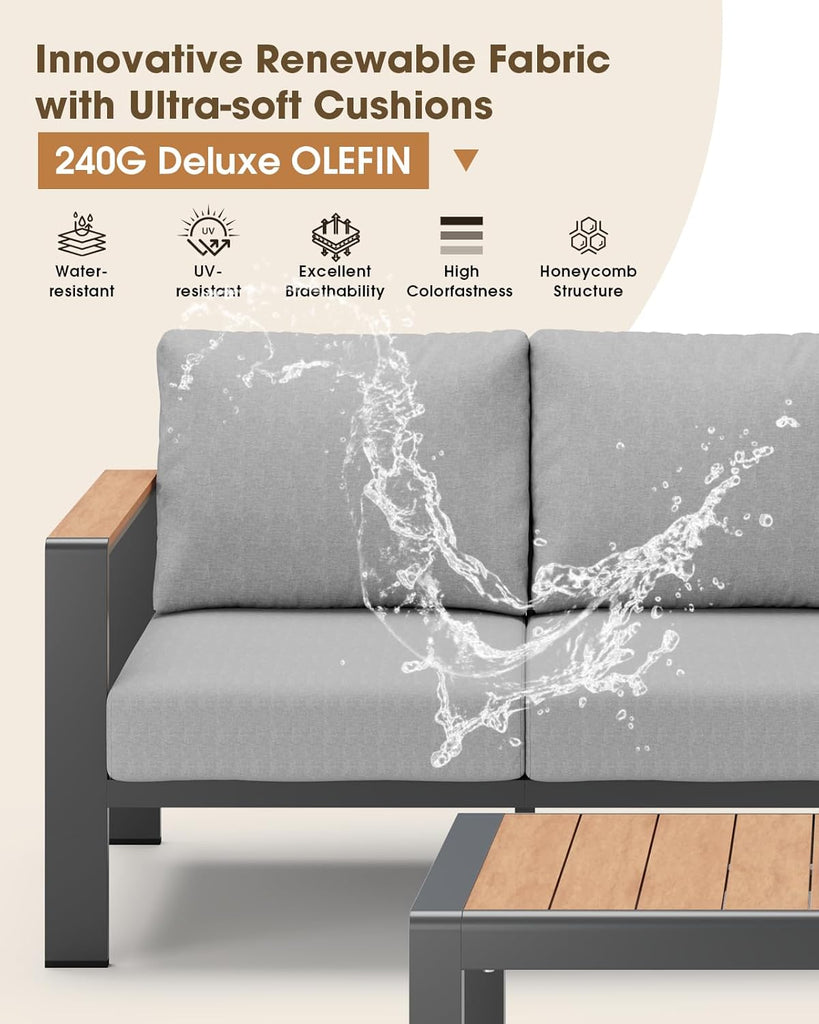 Aluminum Outdoor Patio Furniture Set 8 Seats, Outdoor Sectional Corner Sofa