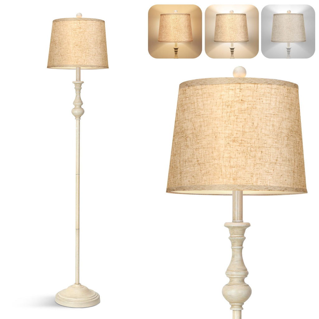 Farmhouse Floor Lamp, 62" Tall Rustic White Lamp