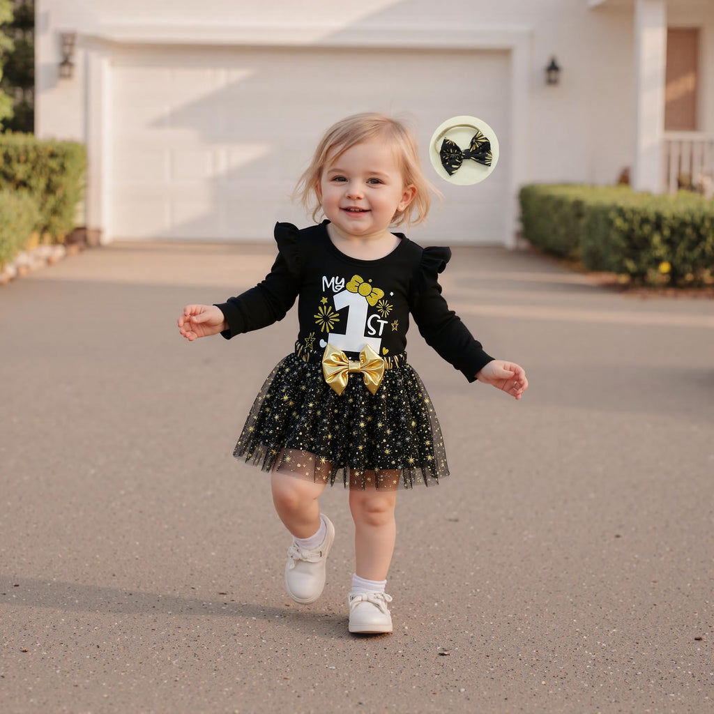 My First New Years Baby Girl Outfit Newborn 1st Letter Romper Fireworks Tulle Tutu Skirt Girl Baby Dress