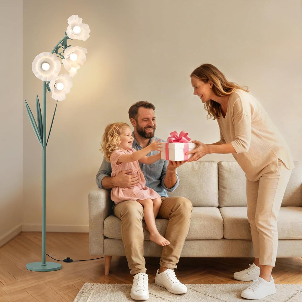 5 Light Flower Floor Lamp,3 Color Temperatures, LED Arc Floor Lamp with Foot Switch,Cute Floral Standing Lamp