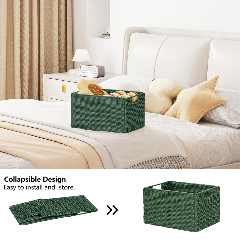 Large Wicker Storage Basket, Collapsible Baskets for Organizing