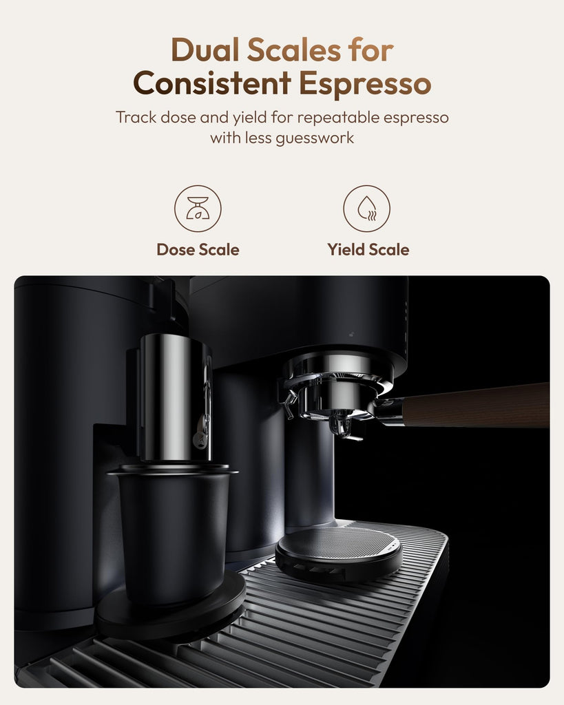 Dual Boiler Espresso Machine with Grinder and Built-In Dual Scales
